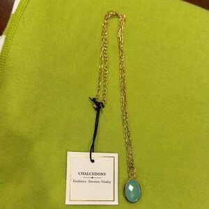 14k gold plated sterling chalcedony necklace